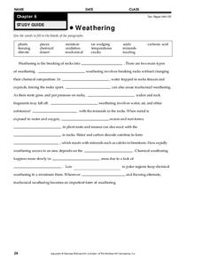 Weathering Worksheet