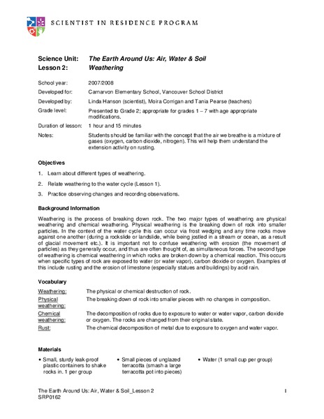 Weathering Lesson Plan