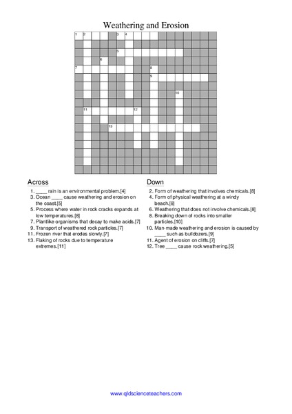 Weathering and Erosion Worksheet