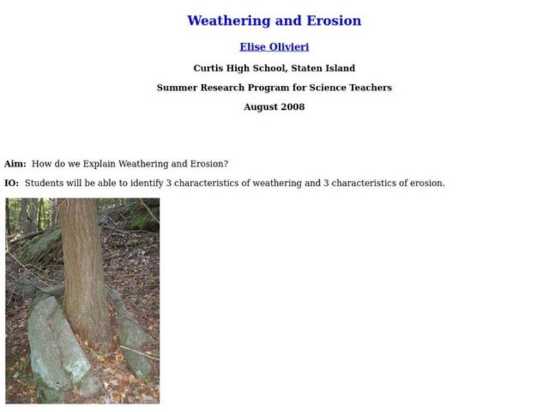Weathering and Erosion Lesson Plan