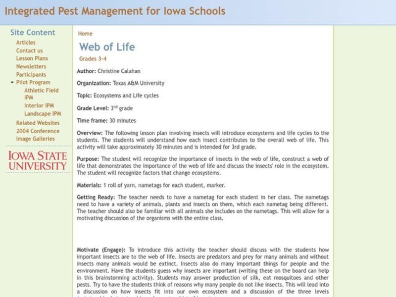 Web of Life Lesson Plan