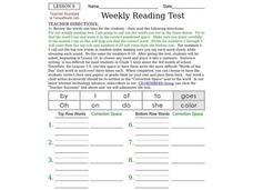 Weekly Reading Test Worksheet