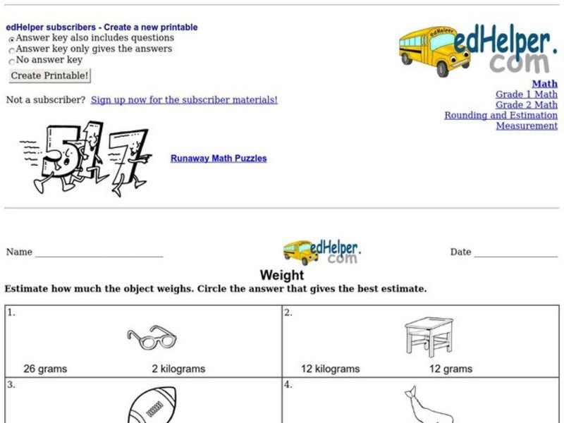 Weight Worksheet