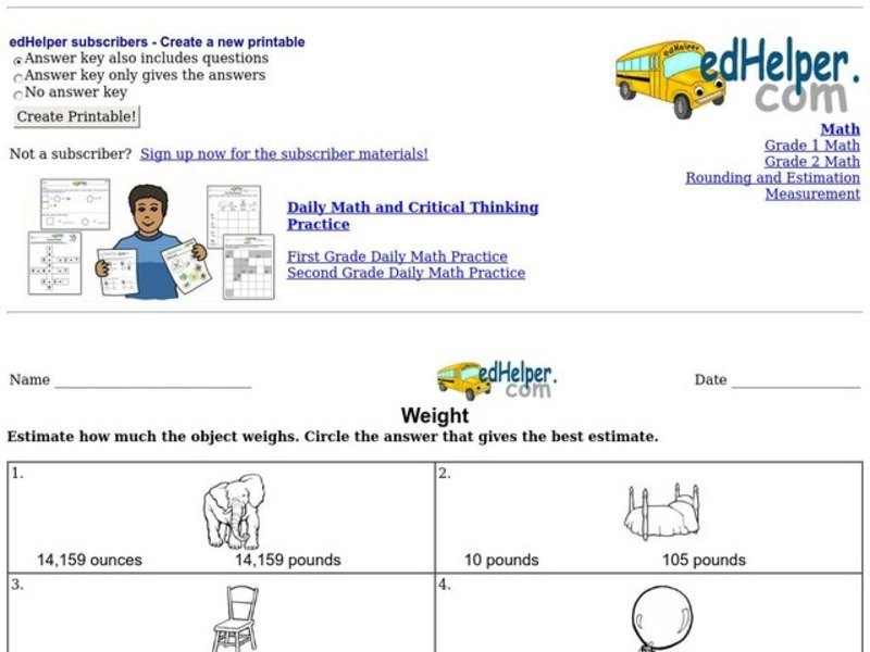Weight Worksheet