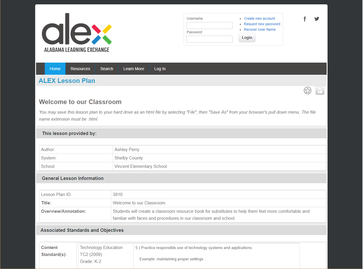 Welcome to our Classroom Lesson Plan