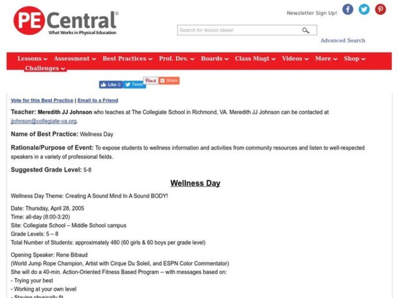 Wellness Day Lesson Plan