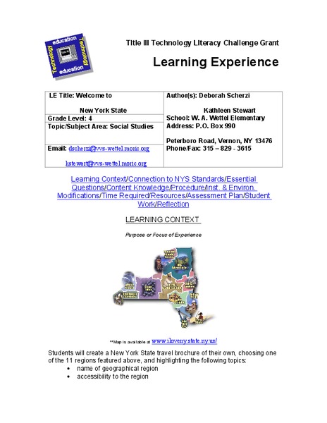 Welcome to New York State Lesson Plan