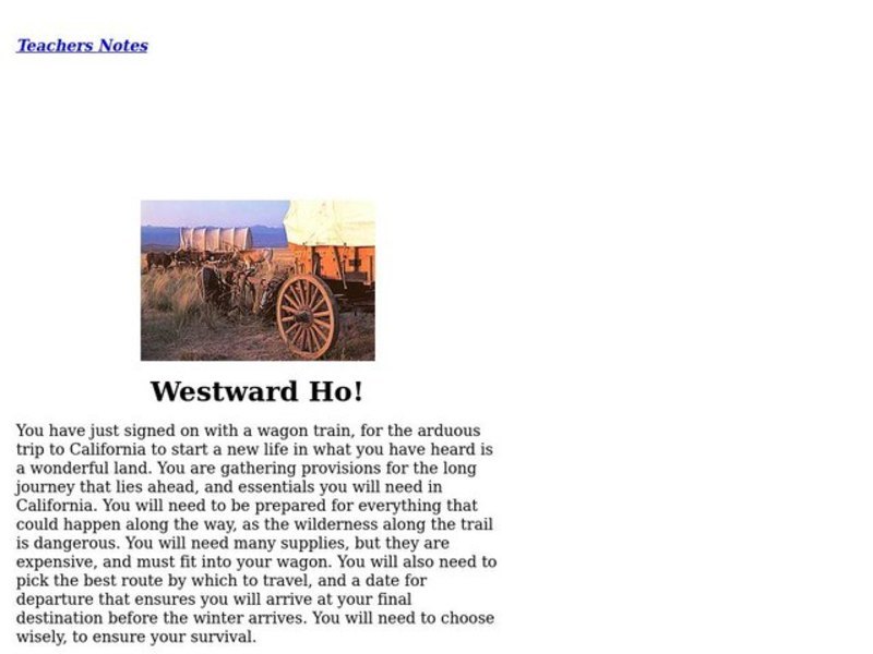 Westward Ho! Lesson Plan