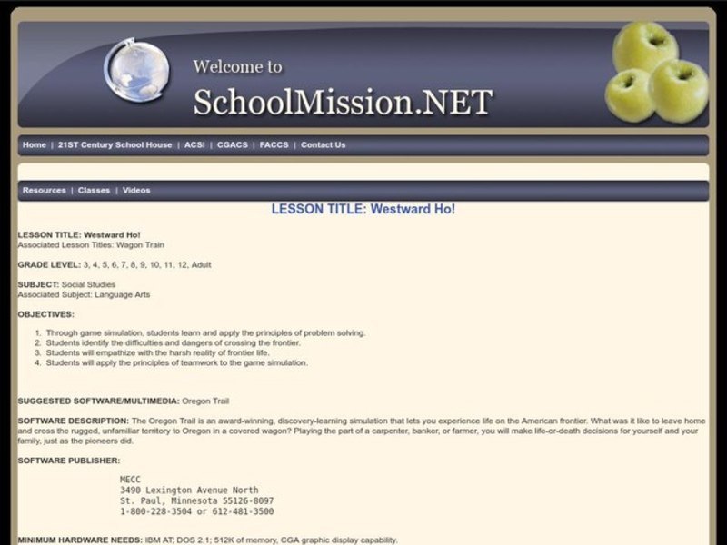 Westward Ho! Lesson Plan