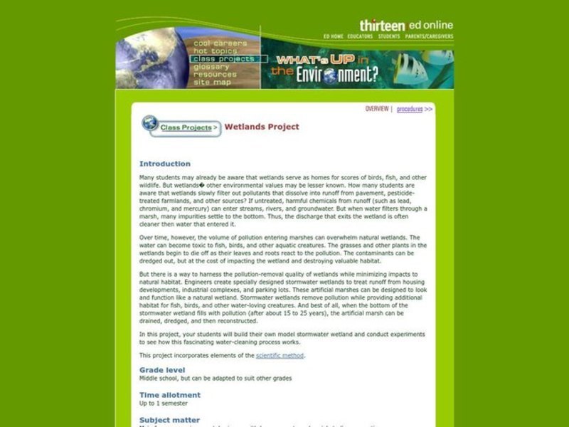 Wetlands Project Lesson Plan