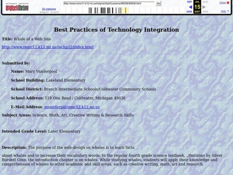Whale of a Web Site Lesson Plan