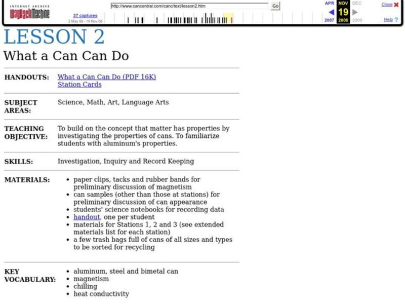 What a Can Can Do Lesson Plan
