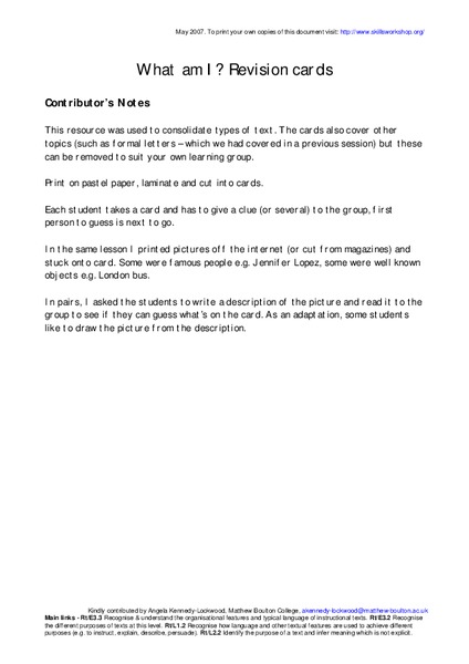 What Am I? Worksheet