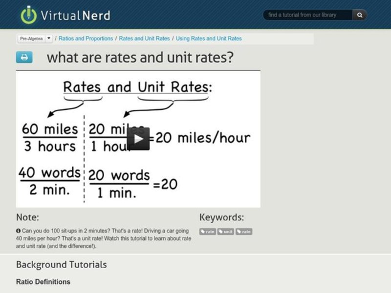 What are Rates and Unit Rates? Instructional Video