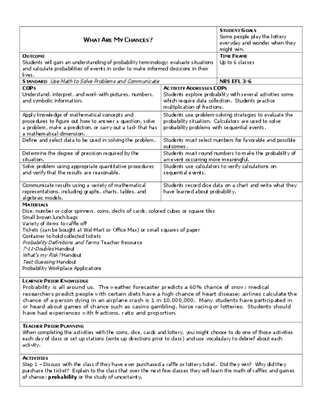 What Are My Chances? Lesson Plan
