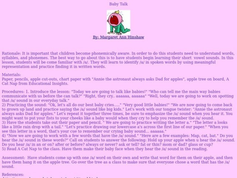 Baby Talk Lesson Plan