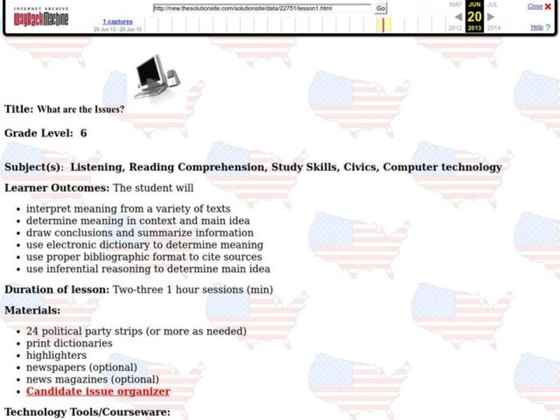 What are the Issues? Lesson Plan