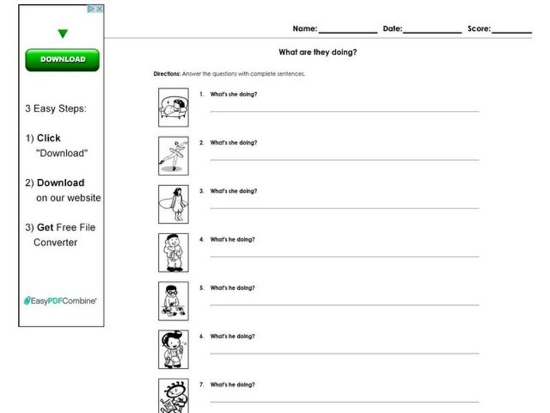 What Are They Doing? Worksheet