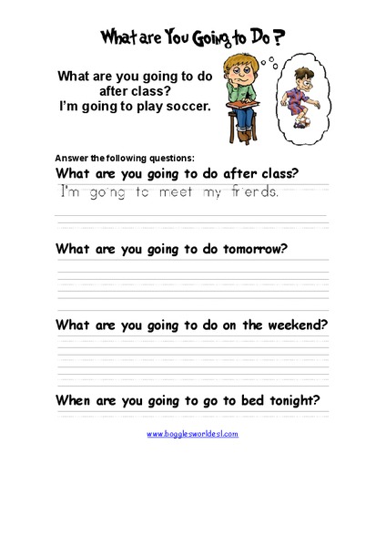 What Are You Going To Do? Answering Questions Worksheet
