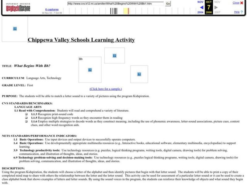What Begins With Bb? Lesson Plan