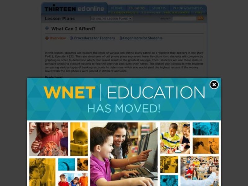 What Can I Afford? Lesson Plan