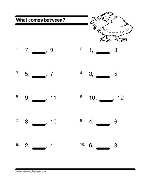 What Comes Between? Worksheet