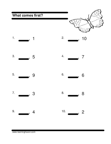 What Comes First? Worksheet