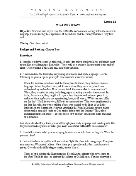 What Did You Say? Lesson Plan