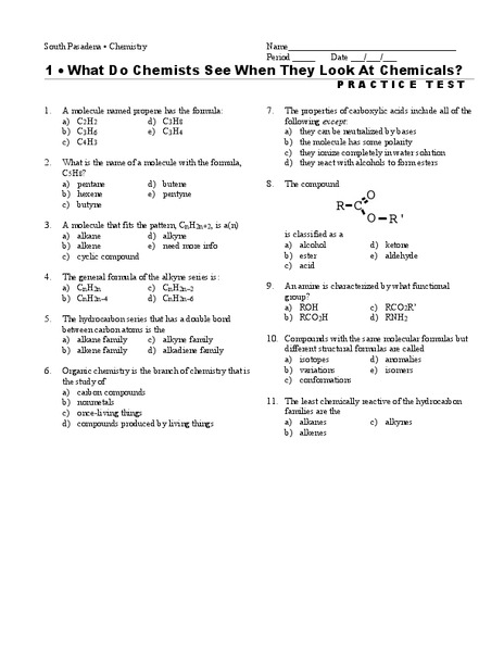 What do Chemists See When they Look at Chemicals? Worksheet