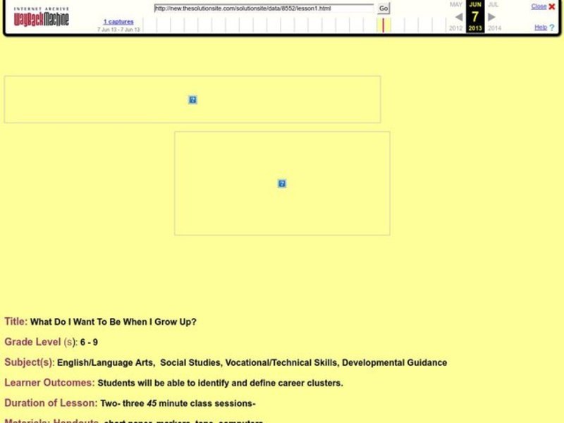 What Do I Want To Be When I Grow Up? Lesson Plan