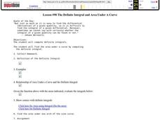 The Definite Integral and Area Under A Curve Lesson Plan