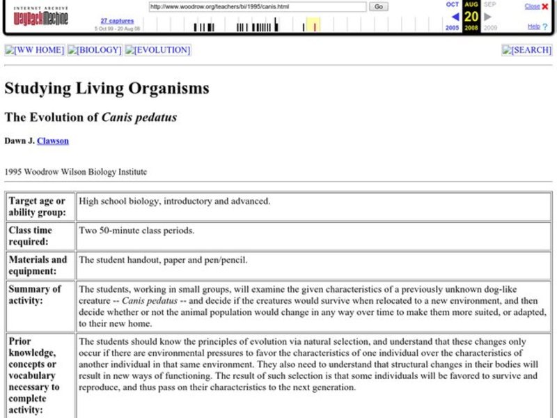 The Evolution of Canis pedatus Lesson Plan