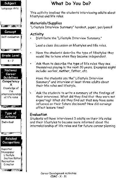 What Do You Do? Lesson Plan