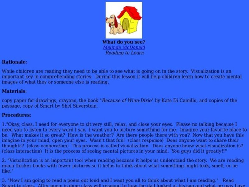 What Do You See? Lesson Plan
