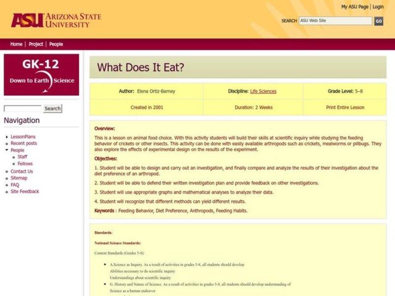 What Does It Eat? Lesson Plan