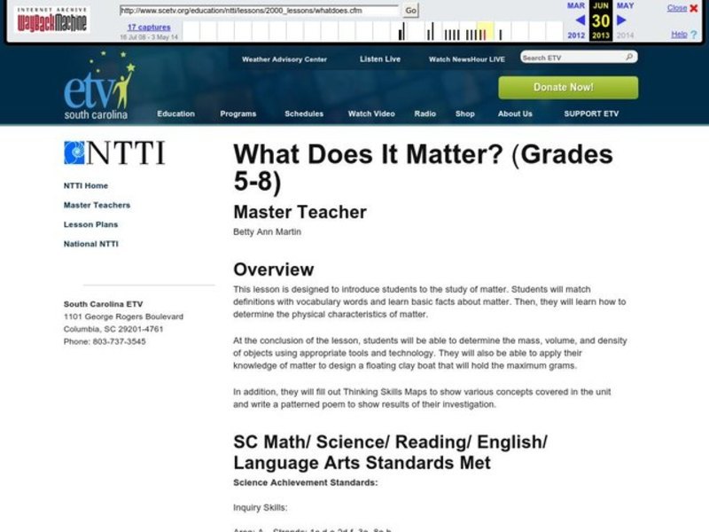 What Does It Matter? Lesson Plan
