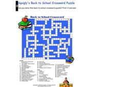 Back To School Crossword Worksheet
