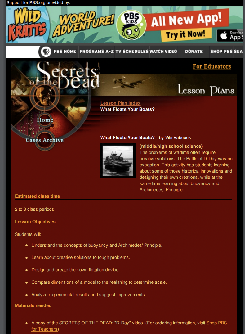 What Floats Your Boat? Lesson Plan