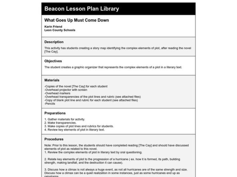 What Goes Up Must Come Down Lesson Plan