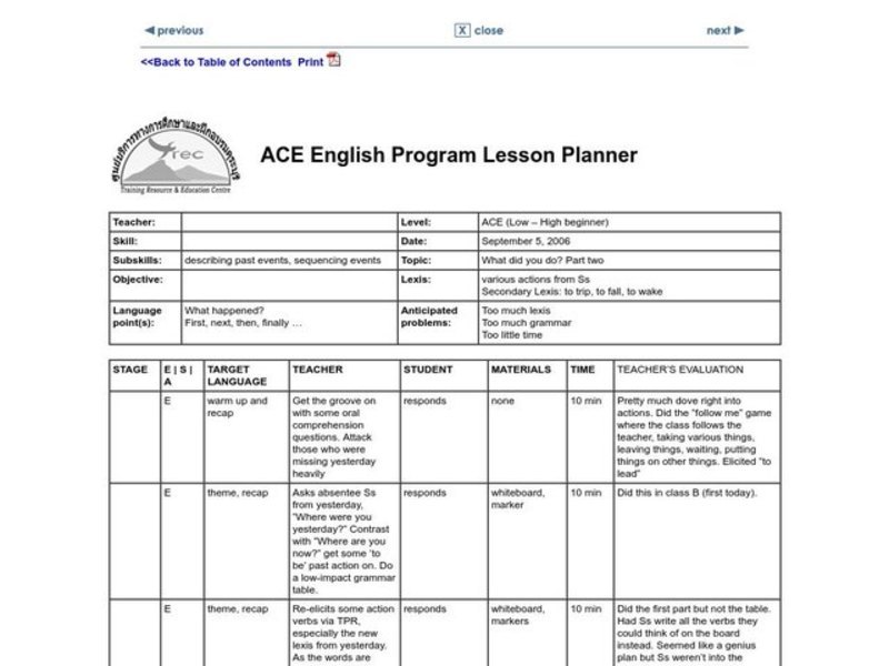 What Happened? Lesson Plan