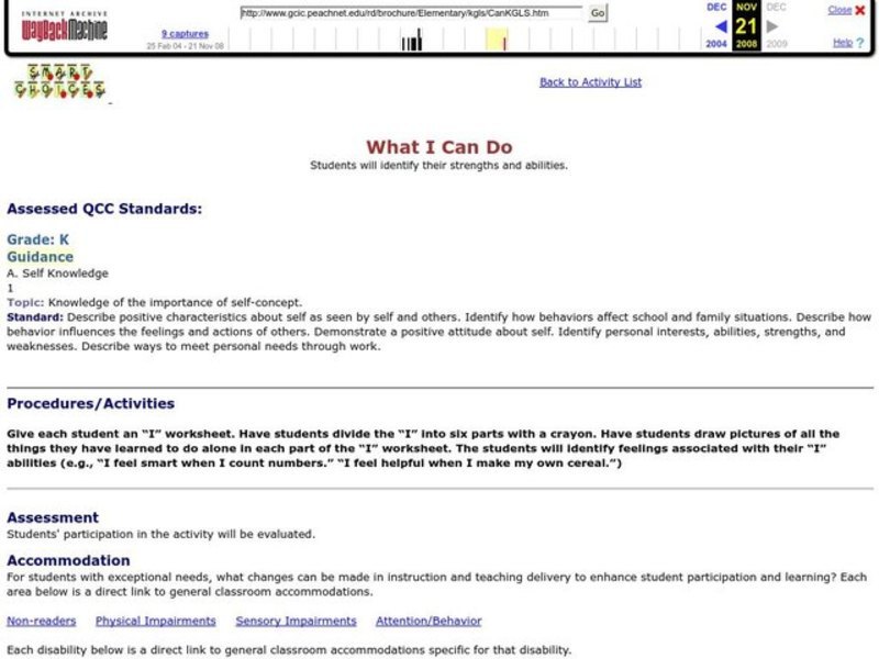 What I Can Do Lesson Plan