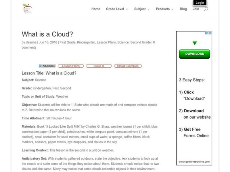 What is a Cloud? Lesson Plan