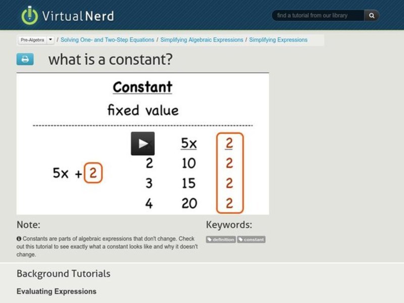 What is a Constant? Instructional Video