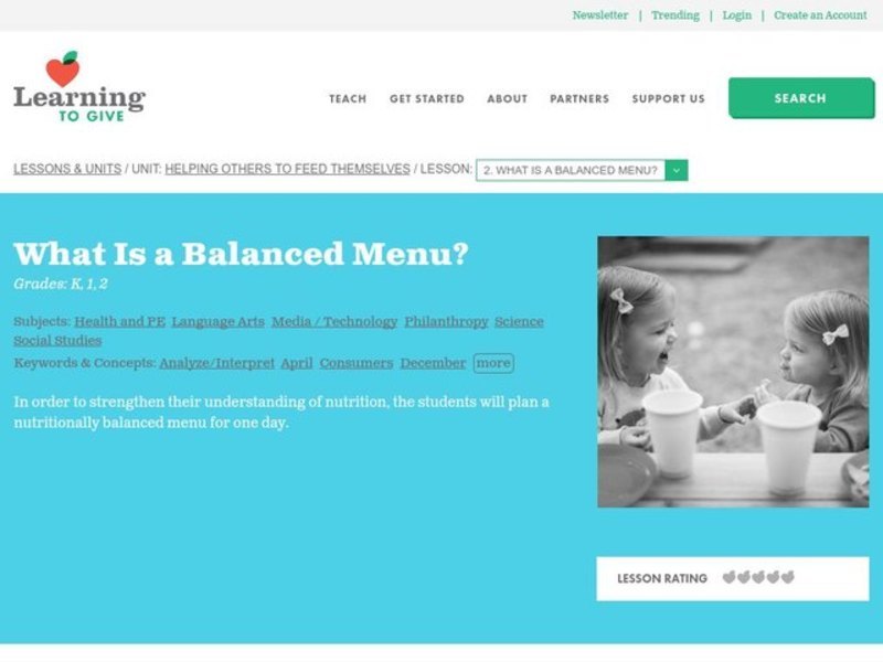 What is a Balanced Menu? Lesson Plan