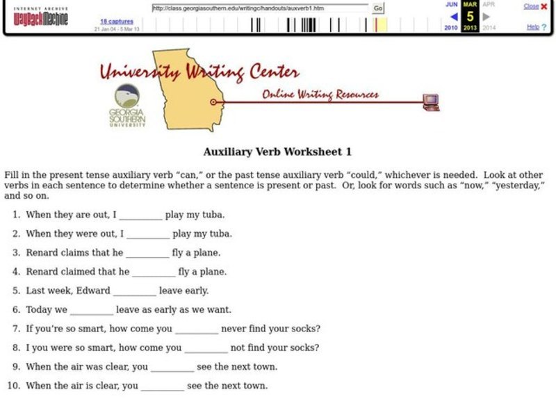 Auxiliary Verb Worksheet 1 Worksheet