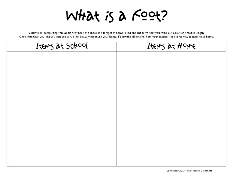 What Is a Foot? Activity