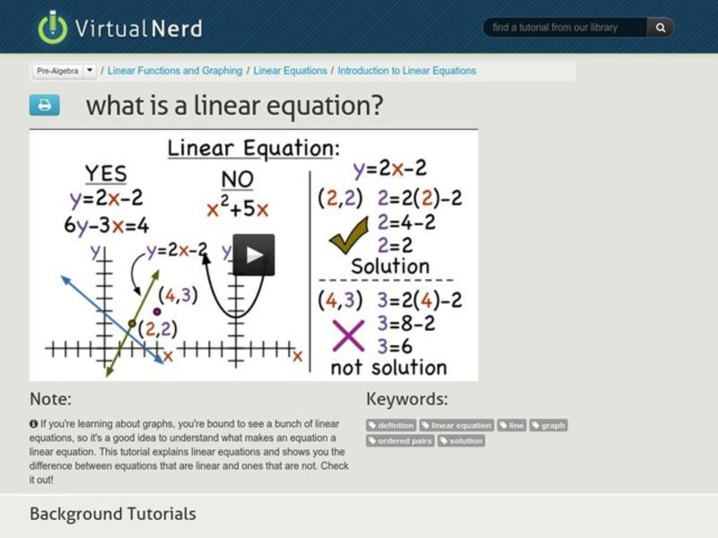 What is a Linear Equation? Instructional Video