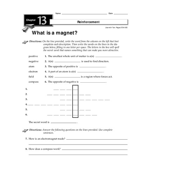 What is a Magnet? Worksheet