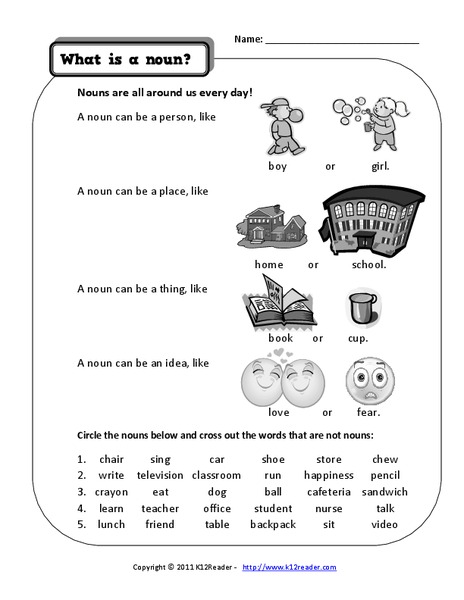 What Is a Noun? Worksheet