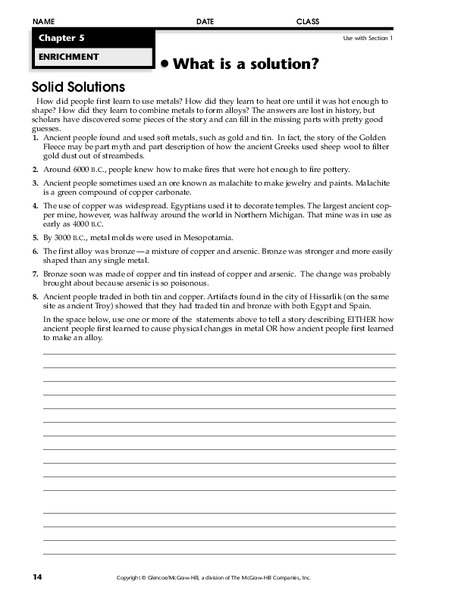 What is a Solution? Worksheet
